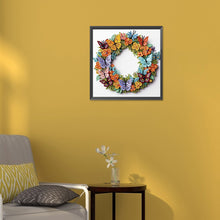 Load image into Gallery viewer, Butterfly Wreath Paper Painting 30*30CM(Canvas) Partial Special Shaped Drill Diamond Painting
