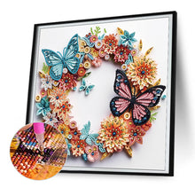 Load image into Gallery viewer, Butterfly Wreath Paper Painting 30*30CM(Canvas) Partial Special Shaped Drill Diamond Painting

