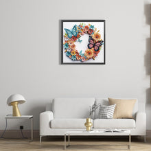 Load image into Gallery viewer, Butterfly Wreath Paper Painting 30*30CM(Canvas) Partial Special Shaped Drill Diamond Painting

