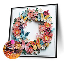 Load image into Gallery viewer, Butterfly Wreath Paper Painting 30*30CM(Canvas) Partial Special Shaped Drill Diamond Painting
