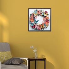Load image into Gallery viewer, Butterfly Wreath Paper Painting 30*30CM(Canvas) Partial Special Shaped Drill Diamond Painting
