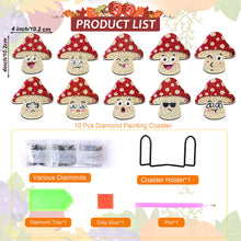Load image into Gallery viewer, 10PCS Halloween Art Diamonds Coaster with Holder DIY (Mushroom Emoticon)
