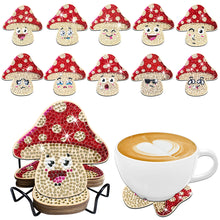 Load image into Gallery viewer, 10PCS Halloween Art Diamonds Coaster with Holder DIY (Mushroom Emoticon)
