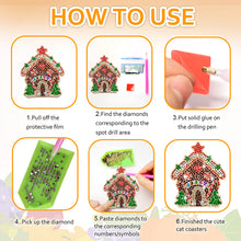 Load image into Gallery viewer, 10PCS Halloween Art Diamonds Coaster with Holder DIY (Christmas Cottage)
