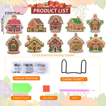 Load image into Gallery viewer, 10PCS Halloween Art Diamonds Coaster with Holder DIY (Christmas Cottage)
