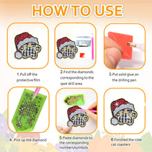 Load image into Gallery viewer, 10PCS Halloween Art Diamonds Coaster with Holder DIY (Dog Paw Christmas)
