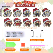 Load image into Gallery viewer, 10PCS Halloween Art Diamonds Coaster with Holder DIY (Dog Paw Christmas)
