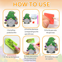 Load image into Gallery viewer, 10PCS Halloween Art Diamonds Coaster with Holder DIY (Halloween Gnome)
