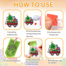 Load image into Gallery viewer, 10PCS Halloween Art Diamonds Coaster with Holder DIY (Christmas Car)
