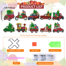 Load image into Gallery viewer, 10PCS Halloween Art Diamonds Coaster with Holder DIY (Christmas Car)
