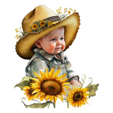 Load image into Gallery viewer, Sunflower Cowboy Kids 30*40CM(Canvas) Full Round Drill Diamond Painting
