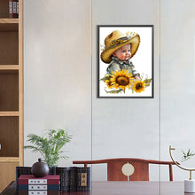 Load image into Gallery viewer, Sunflower Cowboy Kids 30*40CM(Canvas) Full Round Drill Diamond Painting
