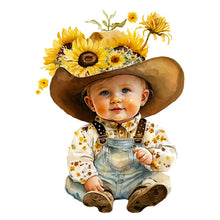 Load image into Gallery viewer, Sunflower Cowboy Kids 30*40CM(Canvas) Full Round Drill Diamond Painting
