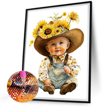 Load image into Gallery viewer, Sunflower Cowboy Kids 30*40CM(Canvas) Full Round Drill Diamond Painting
