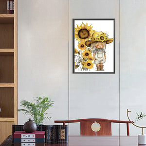 Sunflower Cowboy Kids 30*40CM(Canvas) Full Round Drill Diamond Painting