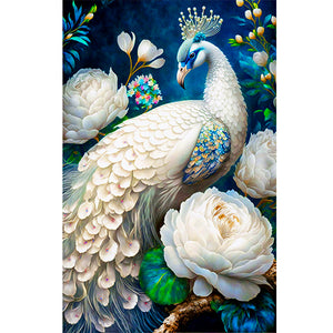 White Peacock 40*60CM(Canvas) Full Round Drill Diamond Painting