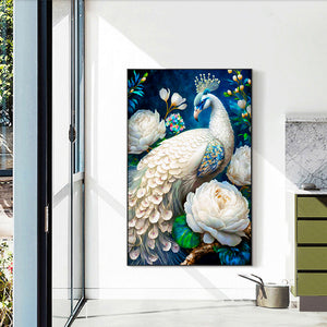 White Peacock 40*60CM(Canvas) Full Round Drill Diamond Painting