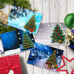 Christmas Diamond New Year Greeting Card Cute Elk 4PCS Xmas Tree (Xmas Tree)