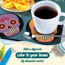 Load image into Gallery viewer, Skull Shaped Diamond Painting Coasters Kits Acrylic 8PCS Diamond Crafts Coasters
