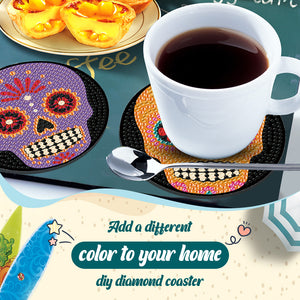 Skull Shaped Diamond Painting Coasters Kits Acrylic 8PCS Diamond Crafts Coasters