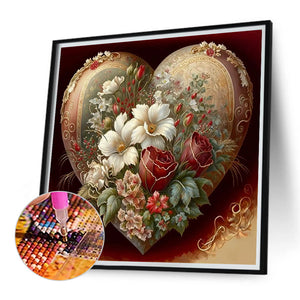 Love Flower Frame 30*30CM(Canvas) Partial Special Shaped Drill Diamond Painting