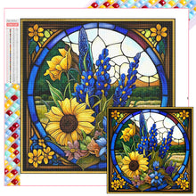 Load image into Gallery viewer, Sunflower Bushes Glass Painting 35*35CM(Picture) Full Square Drill Diamond Painting
