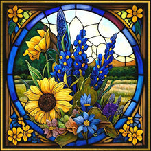 Load image into Gallery viewer, Sunflower Bushes Glass Painting 35*35CM(Picture) Full Square Drill Diamond Painting
