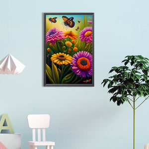 Flower Butterfly 40*60CM(Canvas) Full Round Drill Diamond Painting