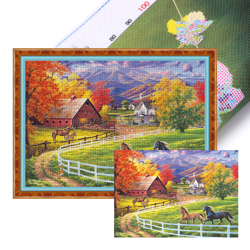 Racecourse Farmhouse (50*37CM ) 11CT 3 Stamped Cross Stitch