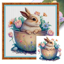 Load image into Gallery viewer, Cups Rabbits (25*25CM ) 18CT 2 Stamped Cross Stitch
