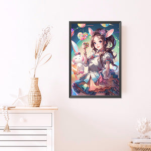 Lollipop Bunny Girl 40*60CM(Picture) Full Round Drill Diamond Painting