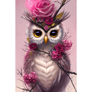 Pink Owl 40*60CM(Picture) Full Round Drill Diamond Painting