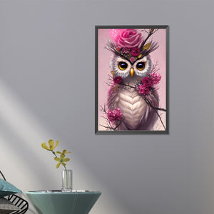 Pink Owl 40*60CM(Picture) Full Round Drill Diamond Painting