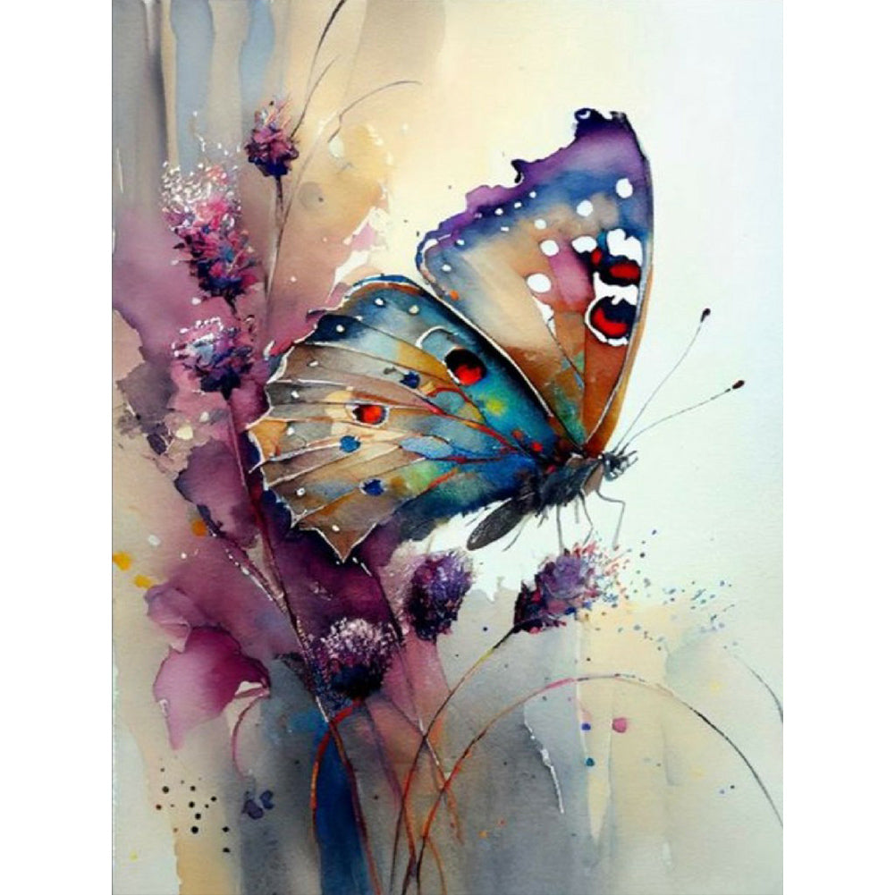Watercolor Butterfly 30*40CM(Canvas) Full Round Drill Diamond Painting