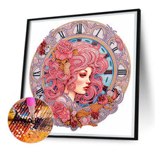 Load image into Gallery viewer, Clock And Pink-Haired Girl 30*30CM(Canvas) Partial Special Shaped Drill Diamond Painting
