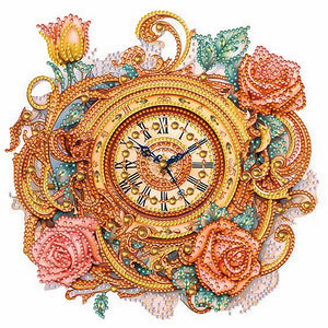 Clock And Roses 30*30CM(Canvas) Partial Special Shaped Drill Diamond Painting