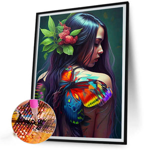 Butterfly Back Painting Women 40*50CM(Canvas) Full Round Drill Diamond Painting