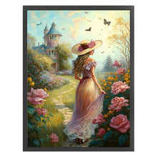 Load image into Gallery viewer, Castle Garden Girl (40*55CM ) 11CT 3 Stamped Cross Stitch
