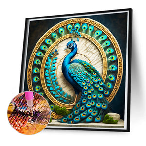 Peacock Disc 50*50CM(Canvas) Full Round Drill Diamond Painting