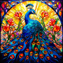 Load image into Gallery viewer, Glass Colored Peacock 50*50CM(Canvas) Full Round Drill Diamond Painting
