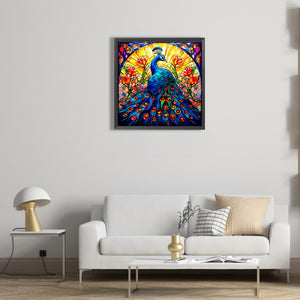 Glass Colored Peacock 50*50CM(Canvas) Full Round Drill Diamond Painting