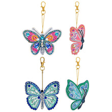 Load image into Gallery viewer, 4PCS Butterfly Specia Shape Double Sided Luminous Diamond Painting Art Keychains
