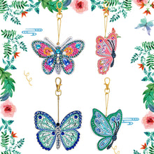 Load image into Gallery viewer, 4PCS Butterfly Specia Shape Double Sided Luminous Diamond Painting Art Keychains
