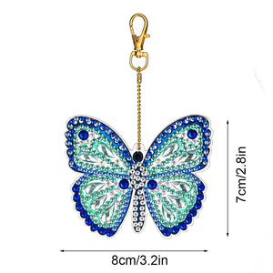 4PCS Butterfly Specia Shape Double Sided Luminous Diamond Painting Art Keychains