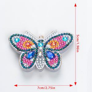 4PCS Butterfly Specia Shape Double Sided Luminous Diamond Painting Art Keychains