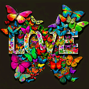 Love Butterflies And Flowers 30*30CM(Canvas) Full Round Drill Diamond Painting