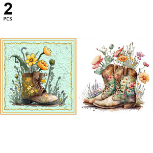 Flower Boots 30*30CM(Canvas) Full Round Drill Diamond Painting