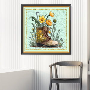 Flower Boots 30*30CM(Canvas) Full Round Drill Diamond Painting