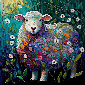 Painted Cow And Sheep 30*30CM(Canvas) Full Round Drill Diamond Painting