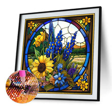 Load image into Gallery viewer, Stained Glass Sunflower 45*45CM(Canvas) Full Round Drill Diamond Painting
